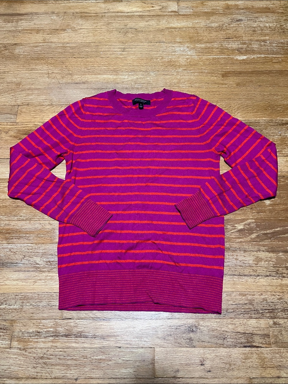 Banana Republic Silk Cashmere Striped Sweater Pink Orange Small